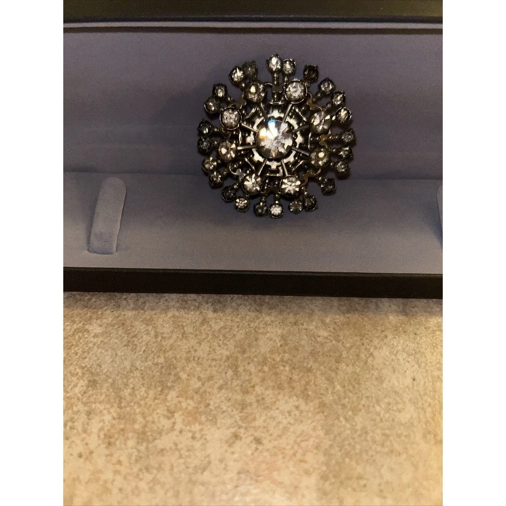 mid century Vintage Clear‎ Diamond Circle 3D Brooch Pin